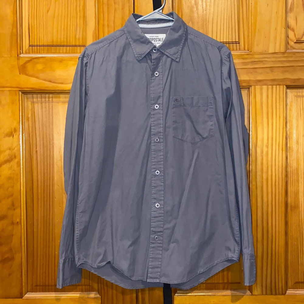 Aeropostale Grey Long Sleeve Button Up Men’s Small